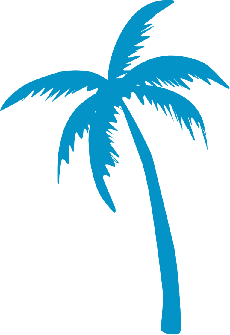 Singular blue palm tree